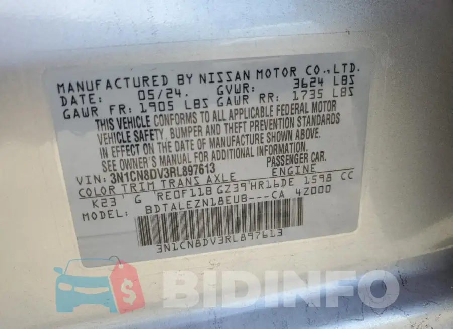 3N1CN8DV3RL897613 Photo# 12