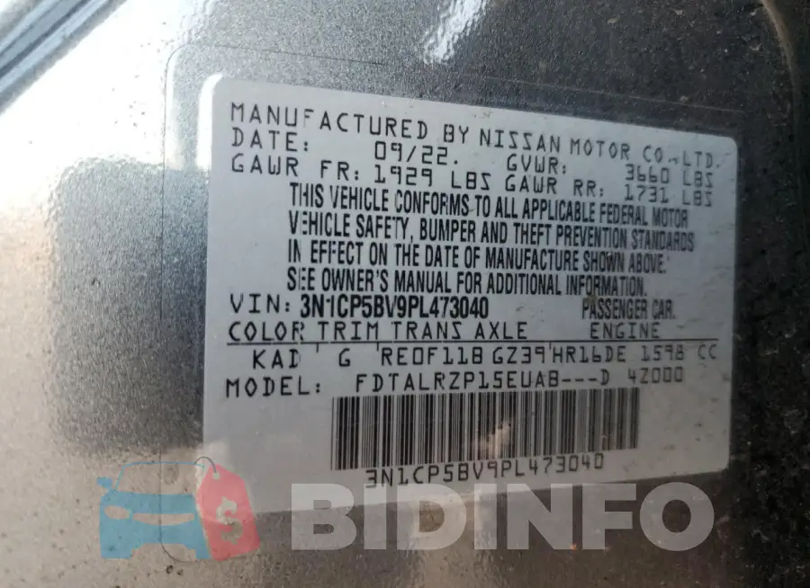 3N1CP5BV9PL473040 Photo# 12