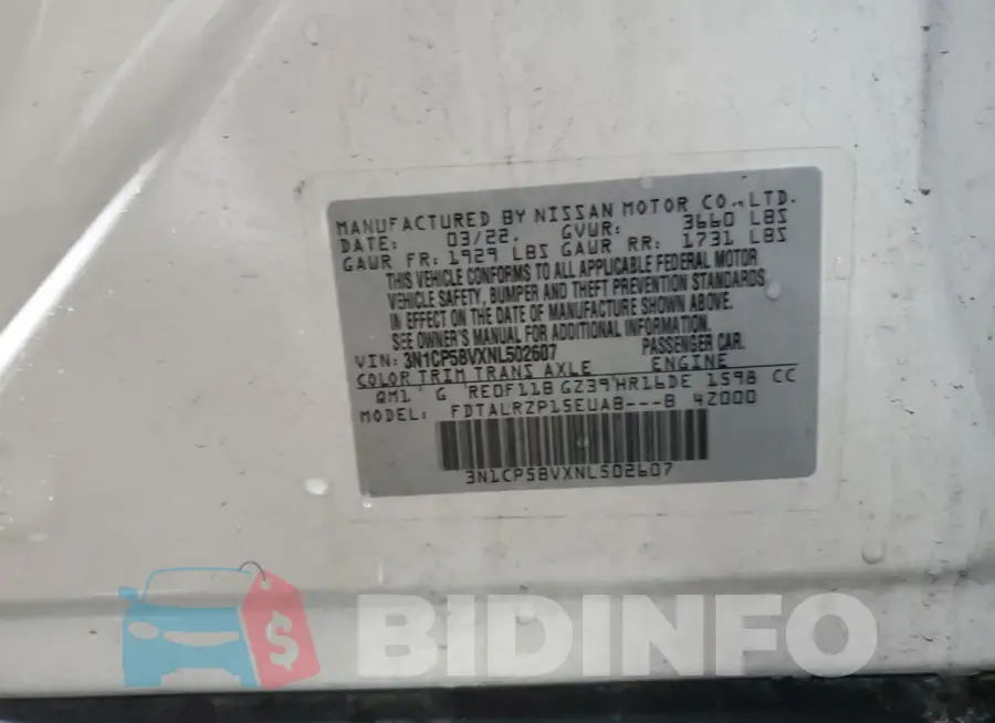 3N1CP5BVXNL502607 Photo# 12