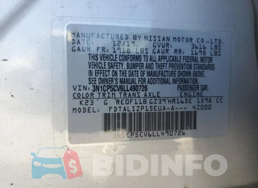 3N1CP5CV6LL490726 Photo# 13