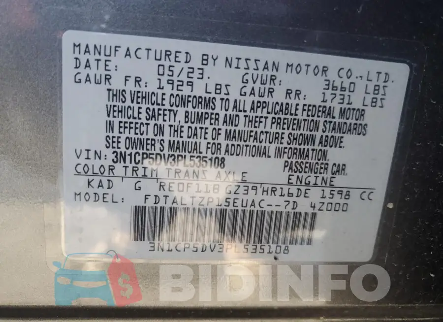 3N1CP5DV3PL535108 Photo# 13