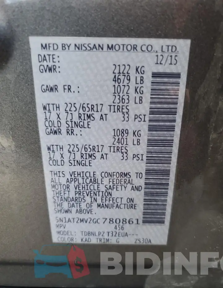 5N1AT2MV2GC780861 Photo# 14