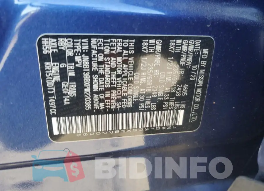 JN8BT3BBXPW220385 Photo# 14