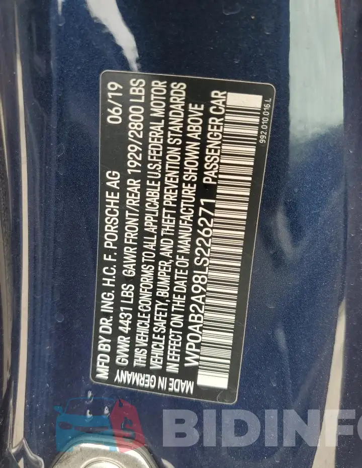 WP0AB2A98LS226271 Photo# 13