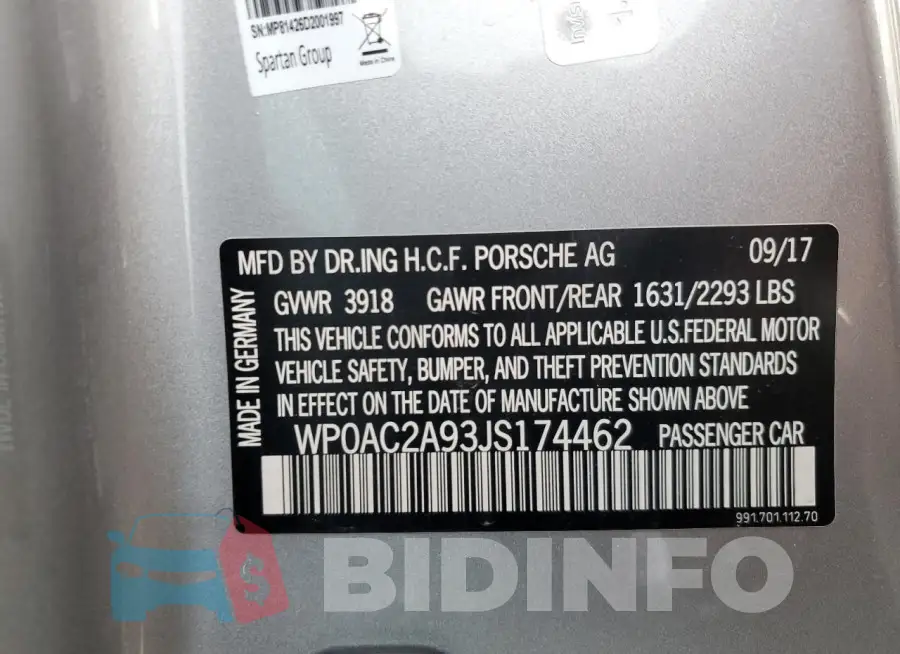 WP0AC2A93JS174462 Photo# 12