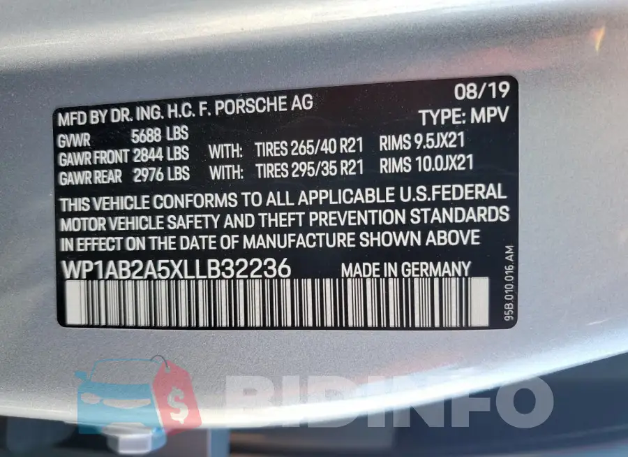WP1AB2A5XLLB32236 Photo# 12