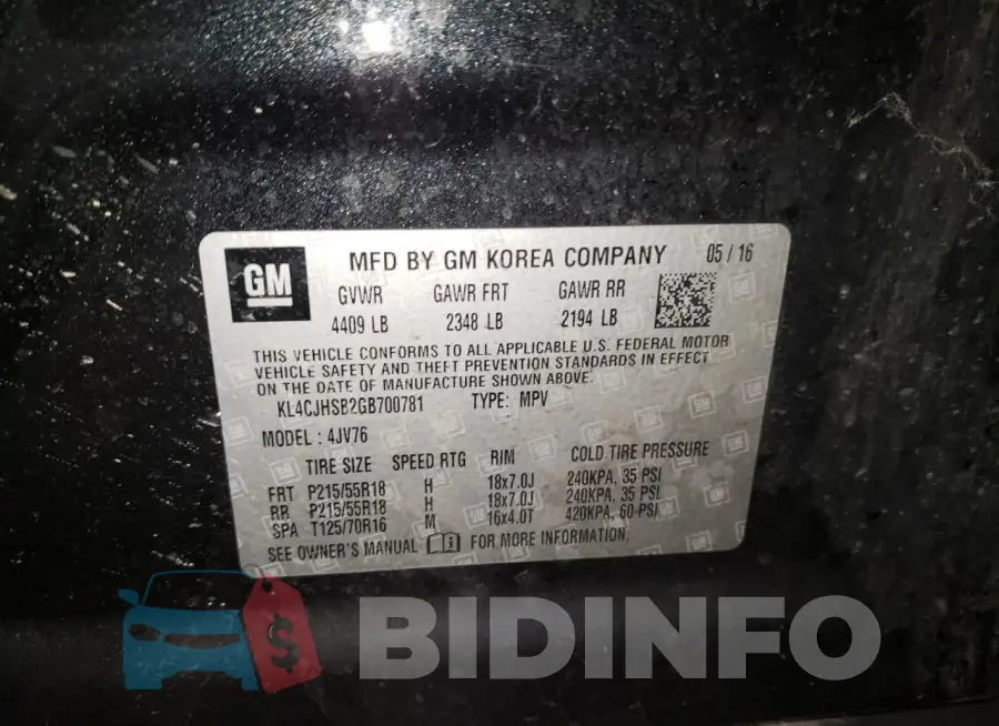 KL4CJHSB2GB700781 Photo# 13