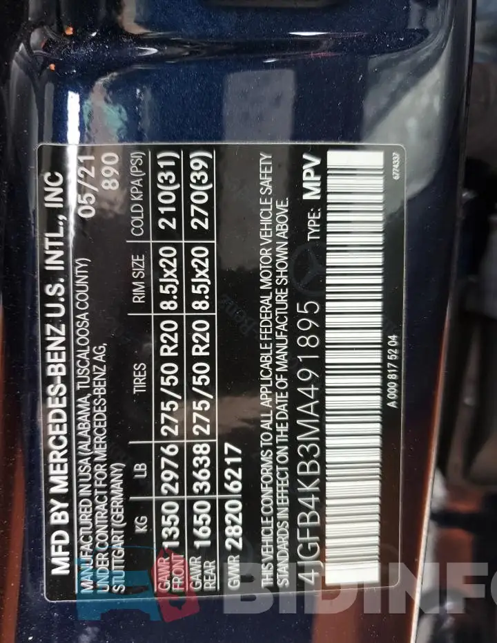 4JGFB4KB3MA491895 Photo# 14