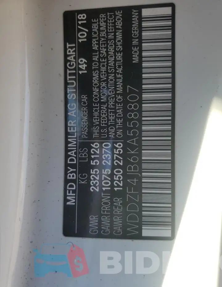 WDDZF4JB6KA558807 Photo# 12