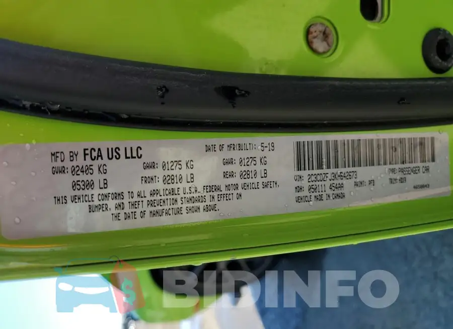 2C3CDZFJ3KH642673 Photo# 12