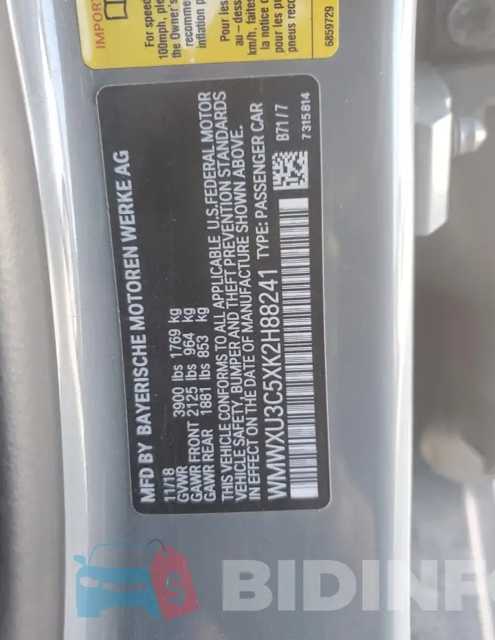WMWXU3C5XK2H88241 Photo# 14