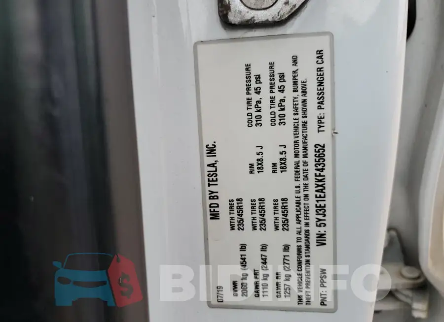 5YJ3E1EAXKF435652 Photo# 12