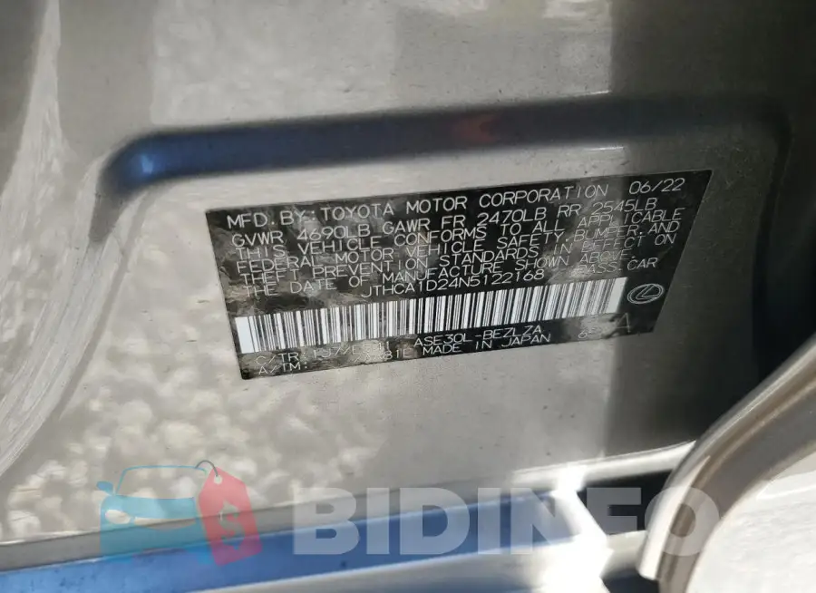 JTHCA1D24N5122168 Photo# 13