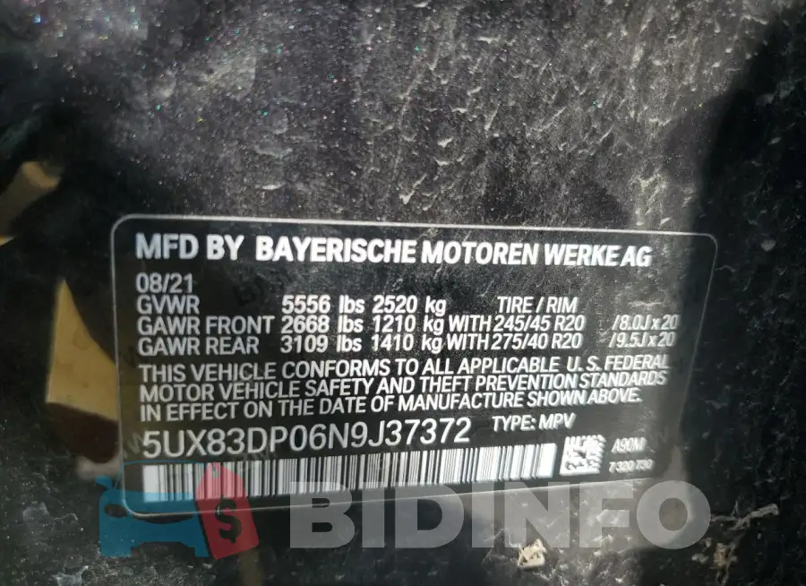 5UX83DP06N9J37372 Photo# 12