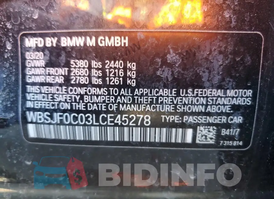 WBSJF0C03LCE45278 Photo# 12