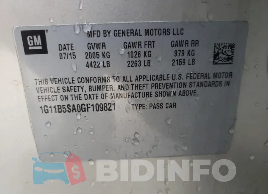 1G11B5SA0GF109821 Photo# 12