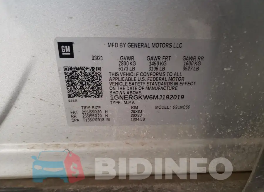 1GNERGKW6MJ192019 Photo# 13