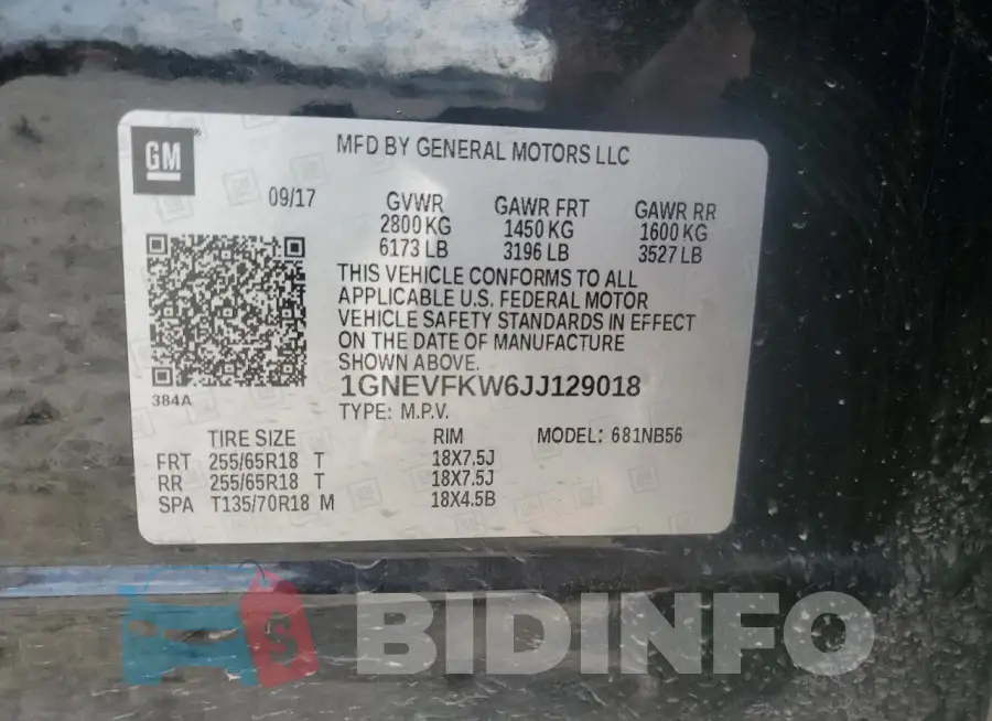 1GNEVFKW6JJ129018 Photo# 13