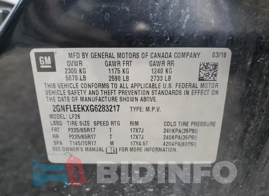 2GNFLEEKXG6283217 Photo# 13
