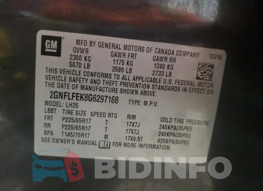 2GNFLFEK8G6297168 Photo# 13