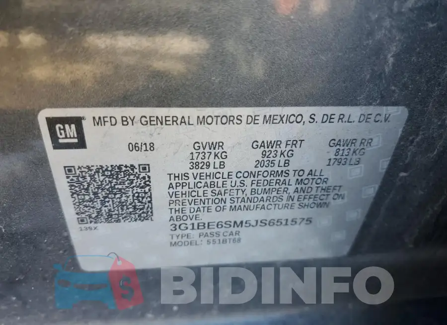 3G1BE6SM5JS651575 Photo# 12