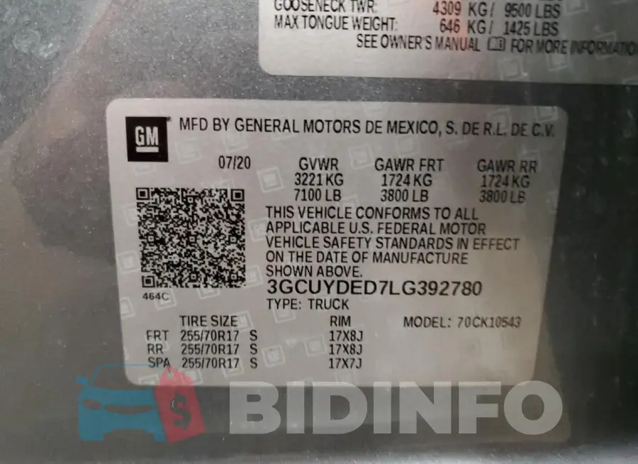 3GCUYDED7LG392780 Photo# 12
