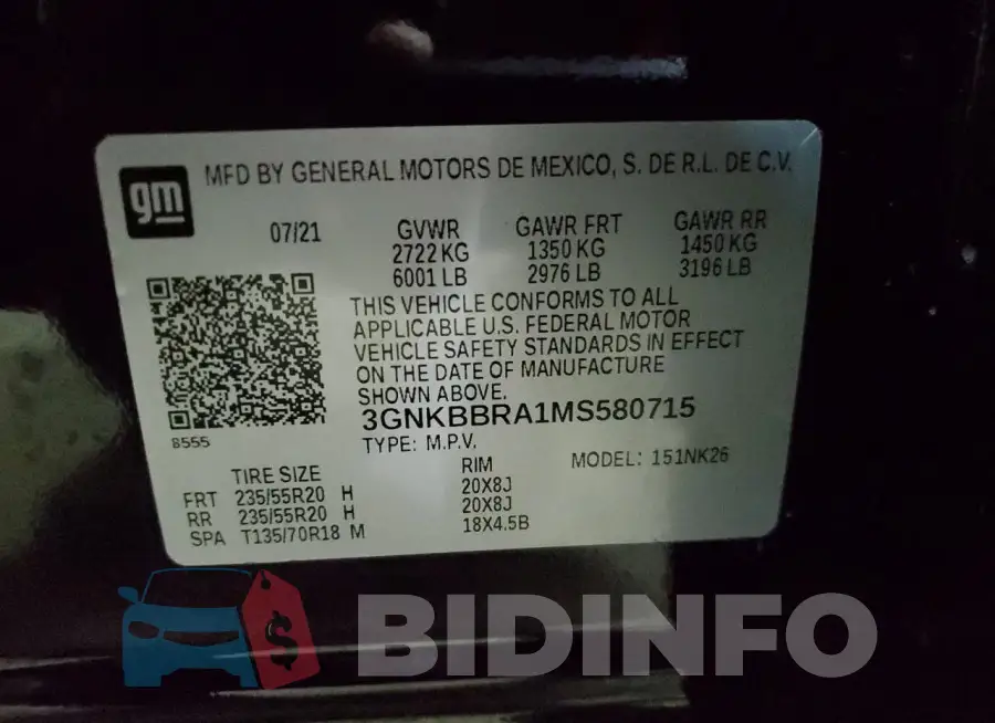 3GNKBBRA1MS580715 Photo# 13