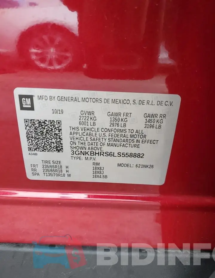 3GNKBHRS6LS558882 Photo# 13
