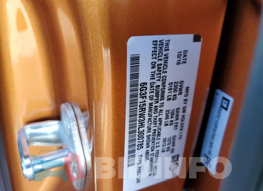 6G3F15RW3HL300785 Photo# 12