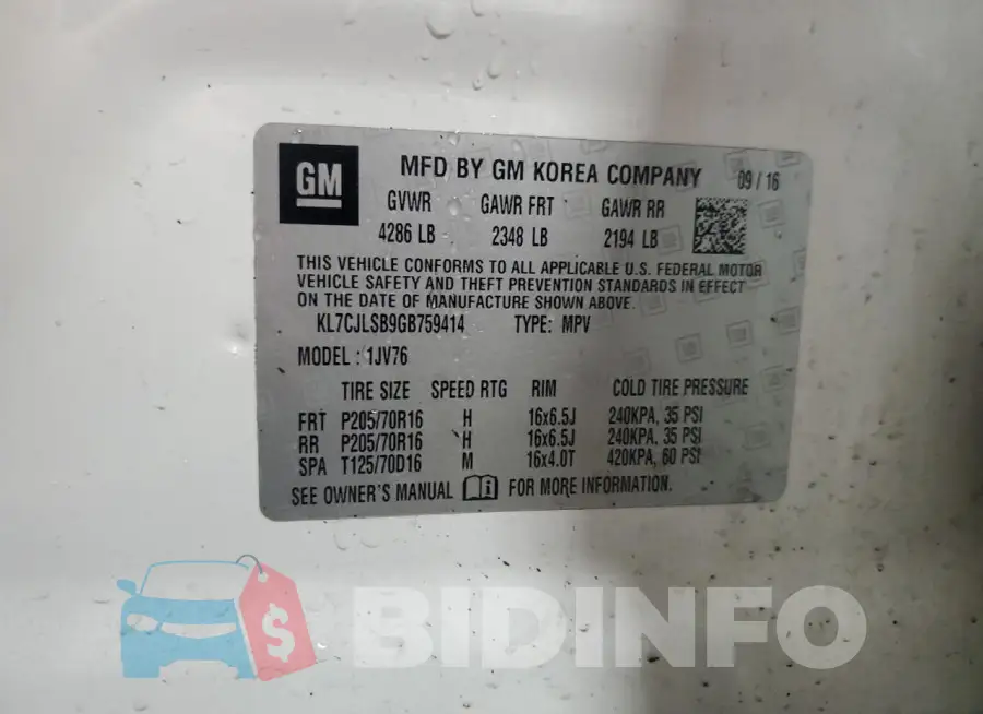 KL7CJLSB9GB759414 Photo# 12