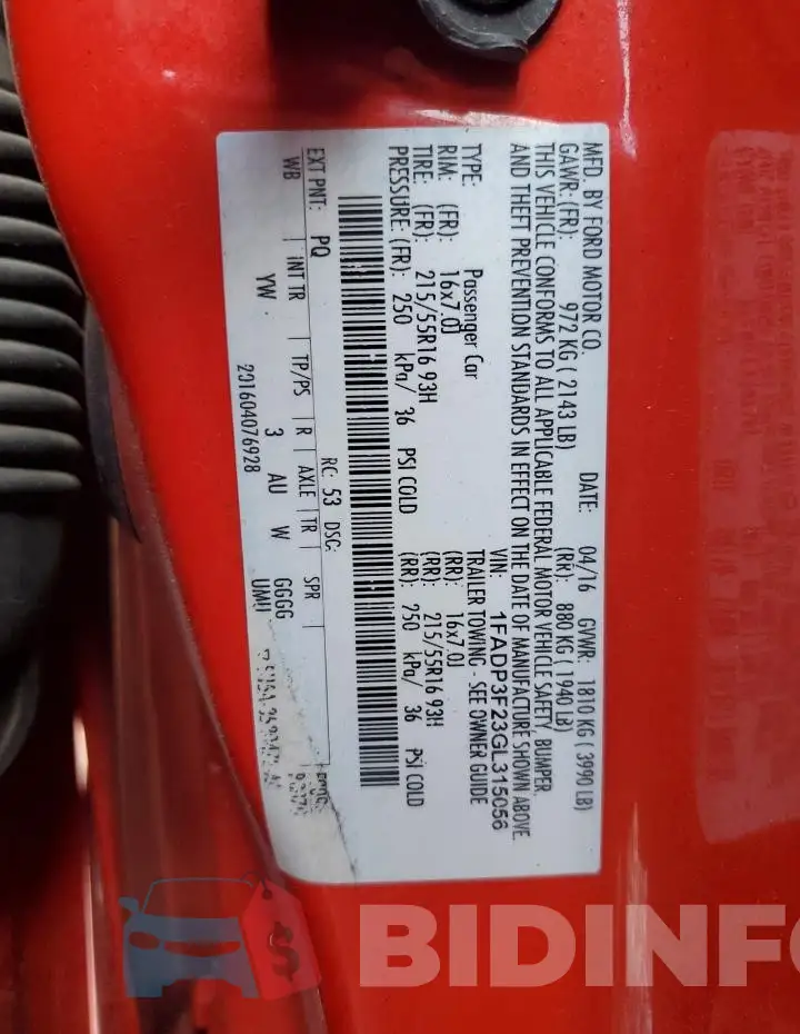 1FADP3F23GL315056 Photo# 13