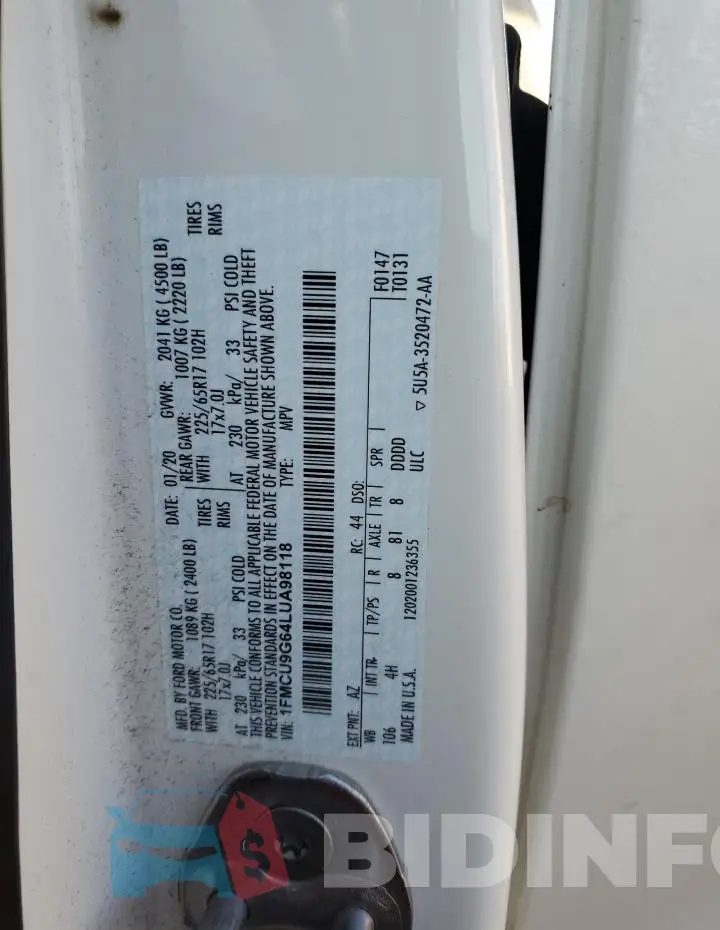 1FMCU9G64LUA98118 Photo# 13