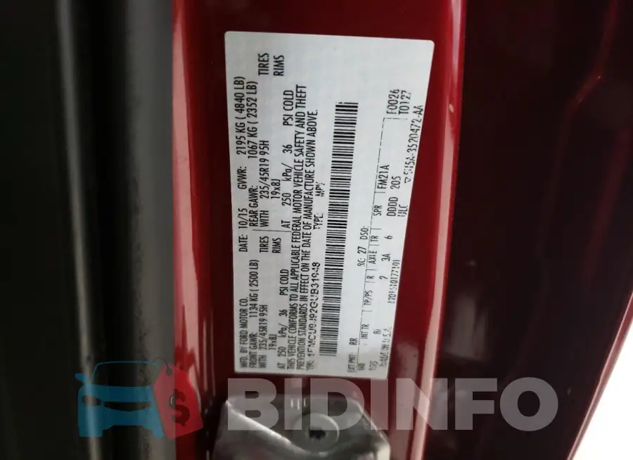 1FMCU9J92GUB31948 Photo# 13