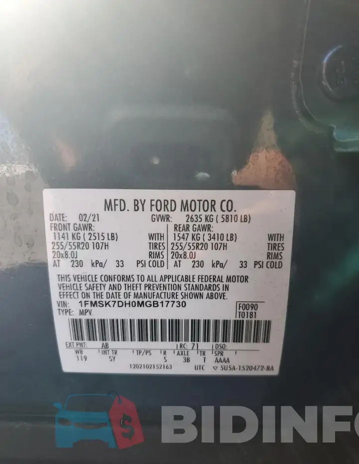 1FMSK7DH0MGB17730 Photo# 14