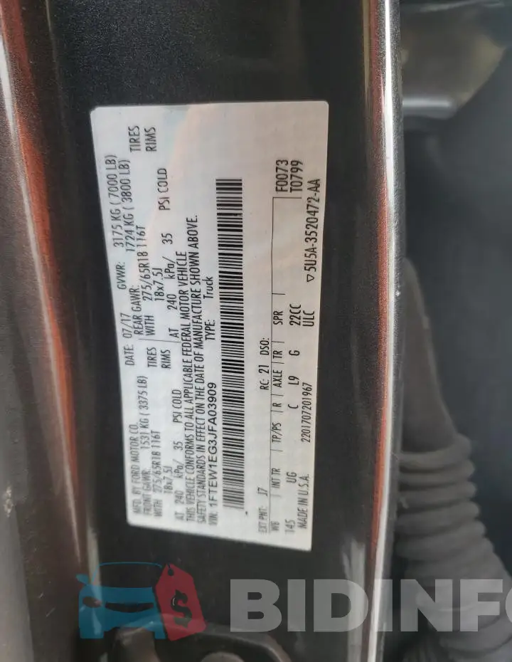 1FTEW1EG3JFA03909 Photo# 12
