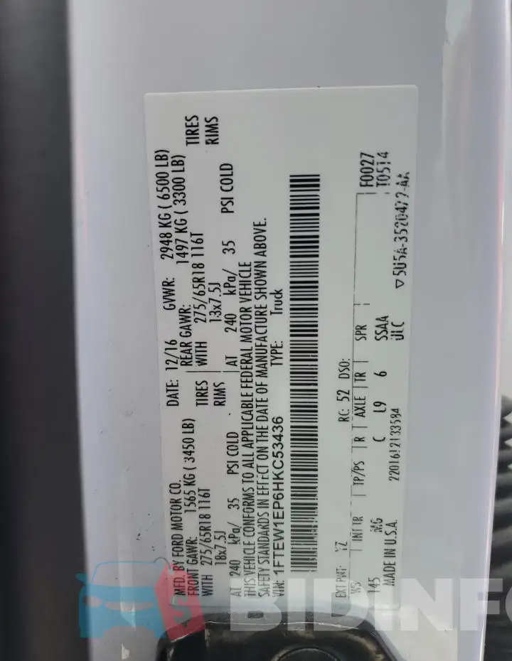 1FTEW1EP6HKC53436 Photo# 12