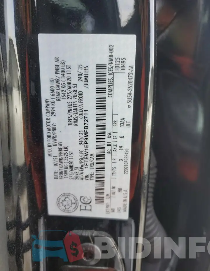 1FTEW1EP9MFB72711 Photo# 13
