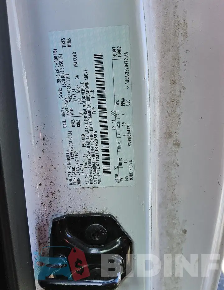 1FTEX1CB1JKF29595 Photo# 12