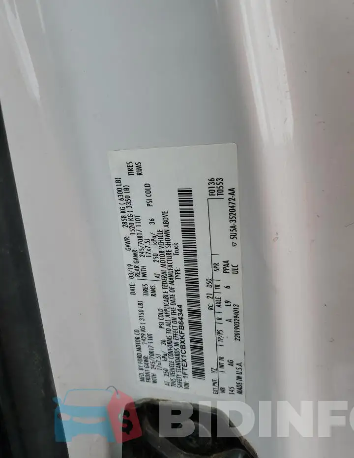 1FTEX1CBXKFB64344 Photo# 12