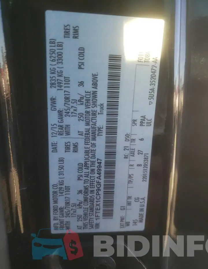 1FTEX1CP9GFA49947 Photo# 12