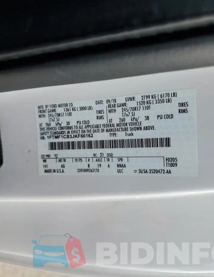 1FTMF1CB3JKF66162 Photo# 12