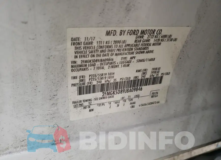 2FMGK5D89JBA09846 Photo# 13