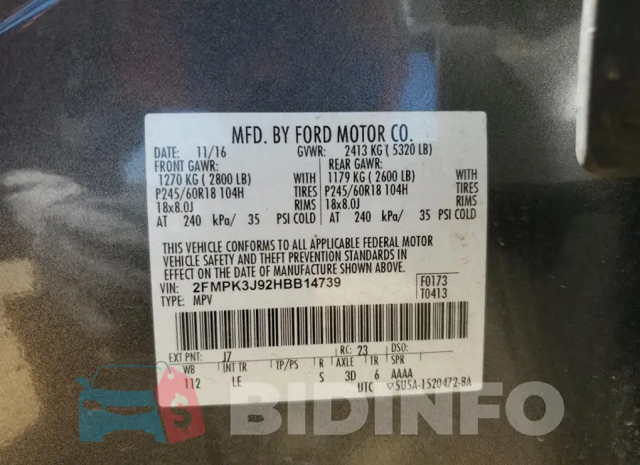 2FMPK3J92HBB14739 Photo# 13