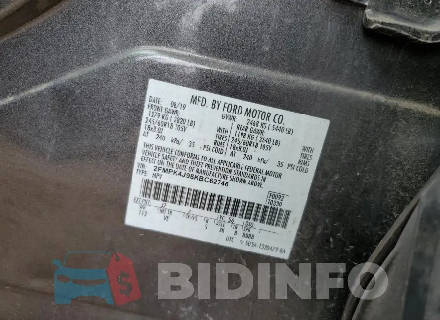 2FMPK4J98KBC62746 Photo# 13