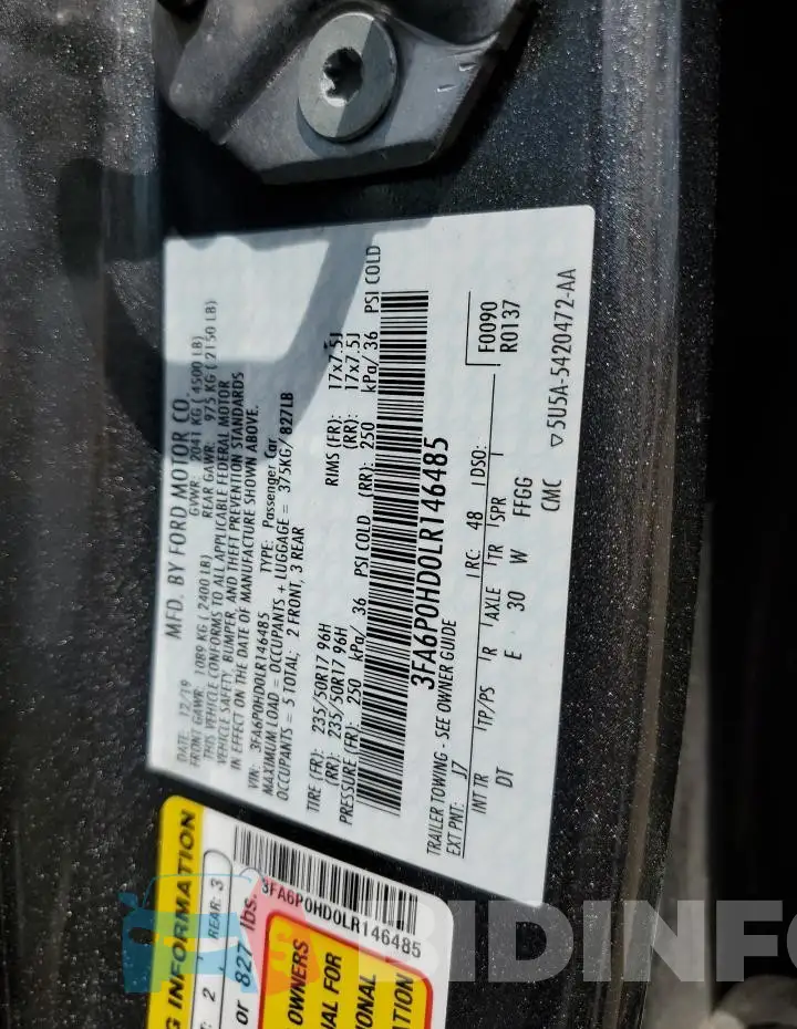3FA6P0HD0LR146485 Photo# 12
