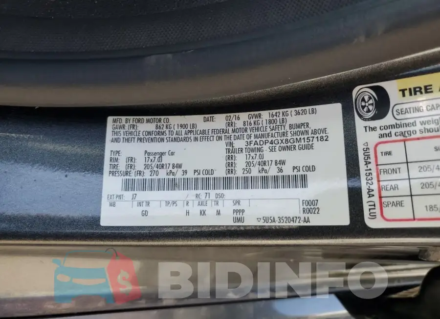 3FADP4GX8GM157182 Photo# 13