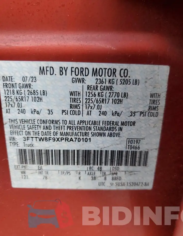 3FTTW8F9XPRA70101 Photo# 13