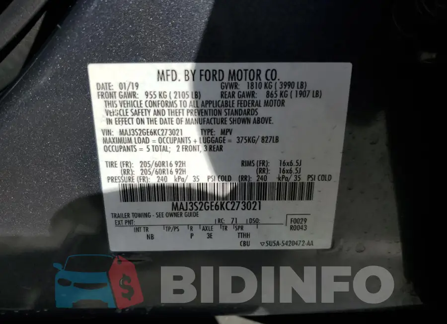 MAJ3S2GE6KC273021 Photo# 12