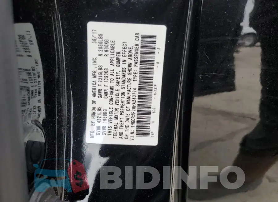 1HGCR2F76HA243774 Photo# 12