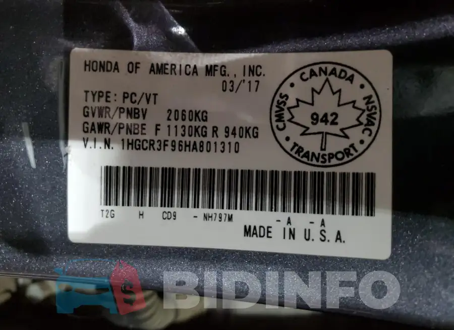 1HGCR3F96HA801310 Photo# 12
